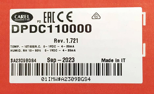 ДАТЧИК ТЕМПЕРАТУРЫ И ВЛАЖНОСТИ, КАНАЛЬНЫЙ, CAREL DUCT SENSOR -10T60 °C (OUT 0 TO 1 VDC - 4-20MA, DPDC110000)